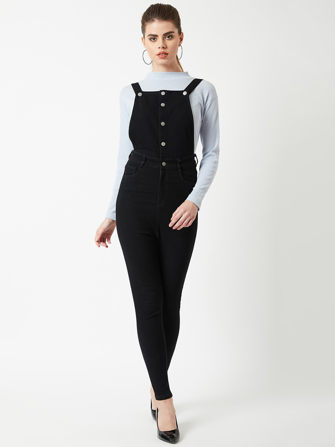 DressBerry Black Cotton Dungaree