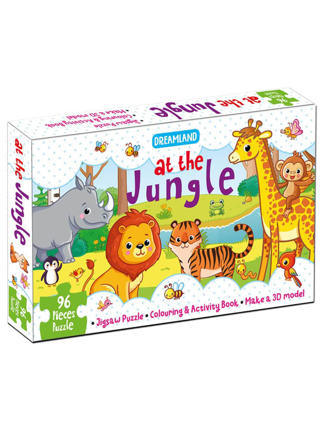 Dreamland Kids At the Jungle Jigsaw Puzzle - 96 Pcs With Colouring & Activity Book