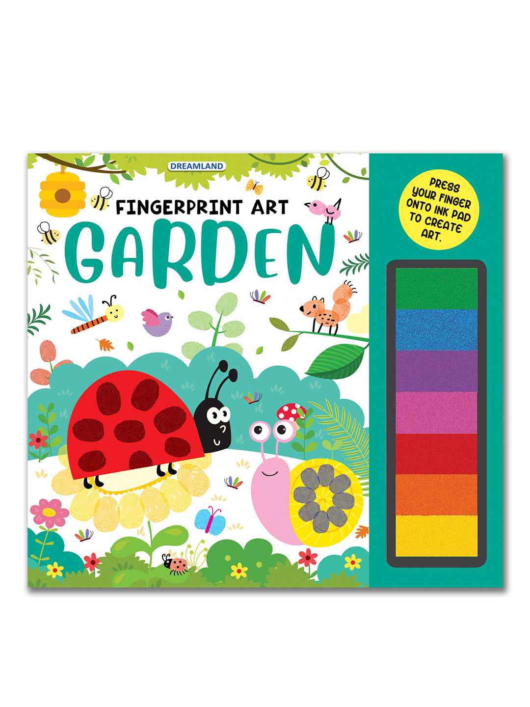 Dreamland Fingerprint Art Activity Book for Children - Garden with Thumbprint Gadget
