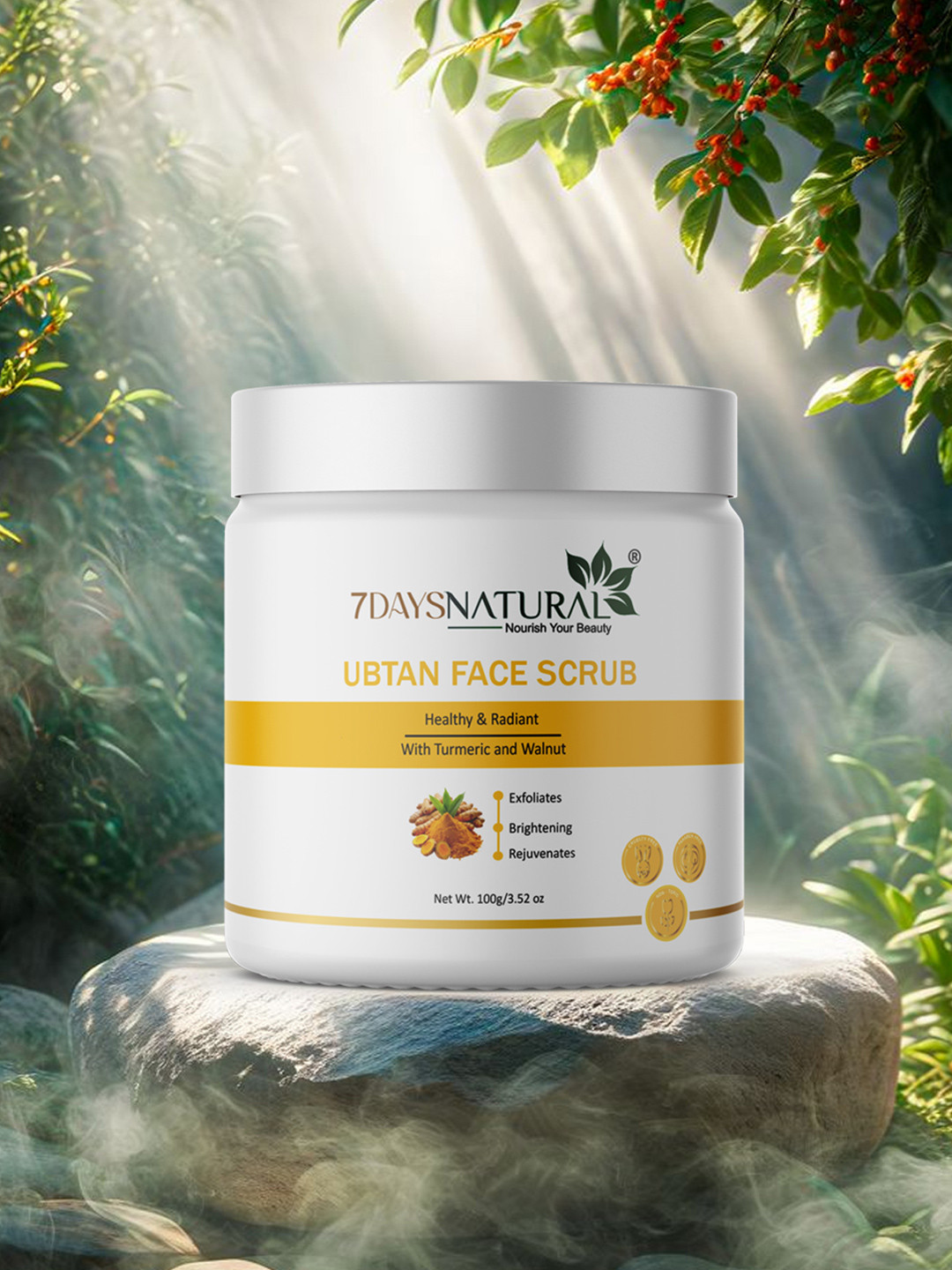 7DAYSNATURAL Ubtan Face Scrub With Turmeric & Walnut For Tan Removal - 100g
