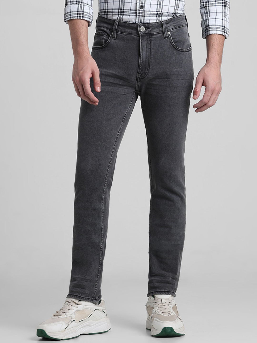 Jack & Jones Men Skinny Fit Low-Rise Light Fade Stretchable Jeans