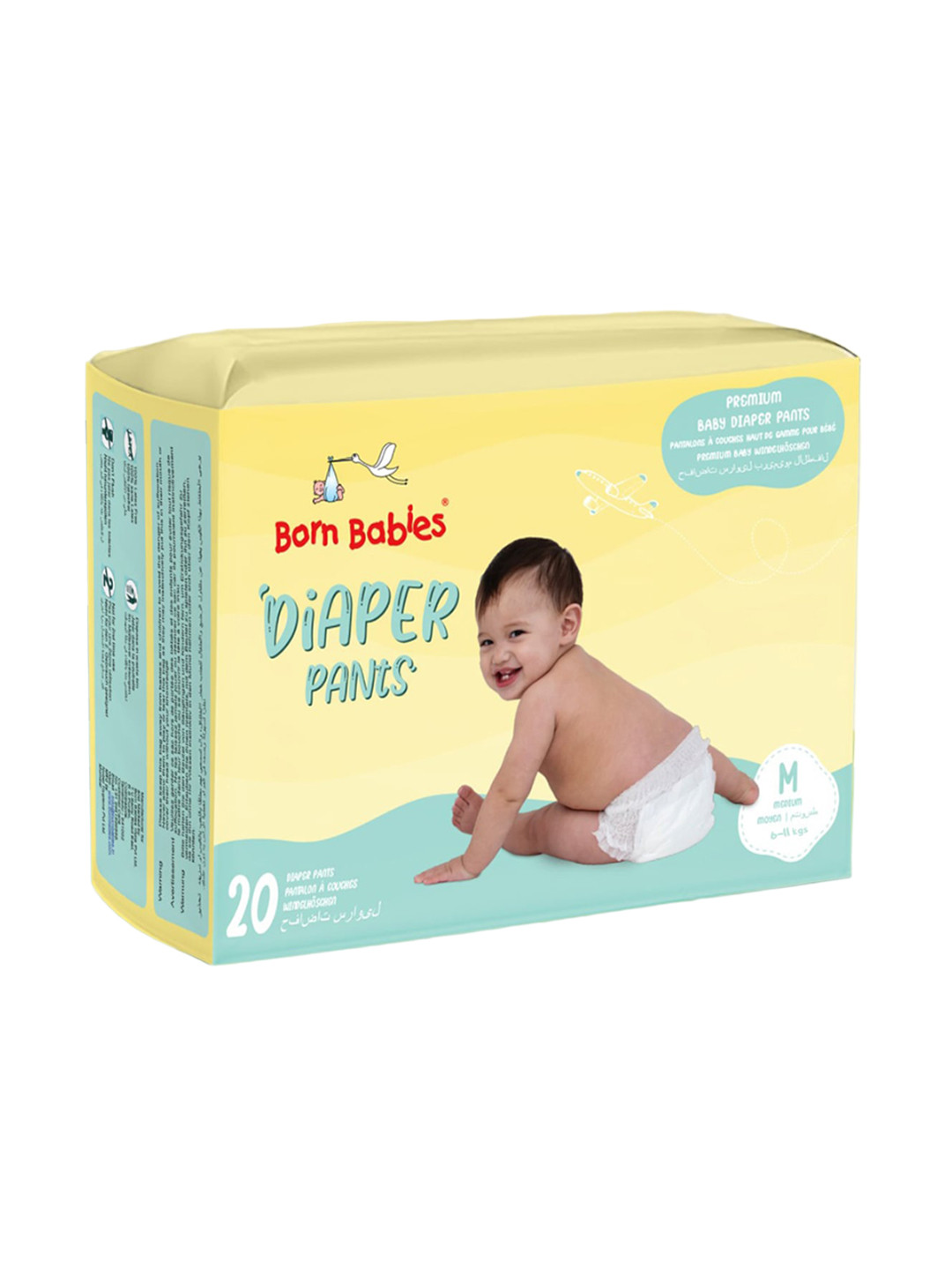 Born Babies Baby Diaper Pants Three Layer Leakage Protection High Absorb M - 20 Pieces