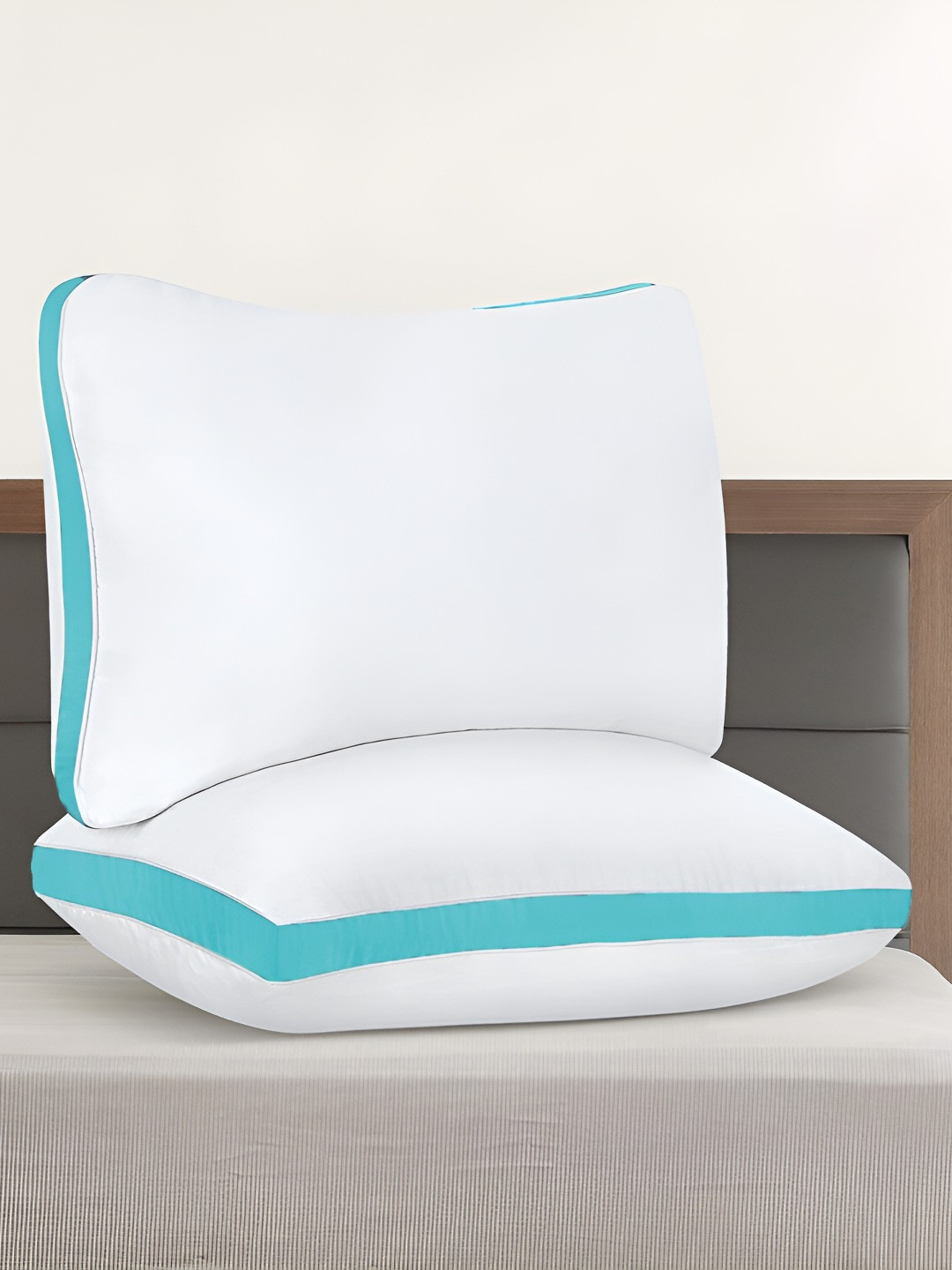 Mom's Moon White Solid Polyester Breathable Set of 2 Medium Fibre Sleep Pillow-40.64 x 60.96 x 12.7 cm