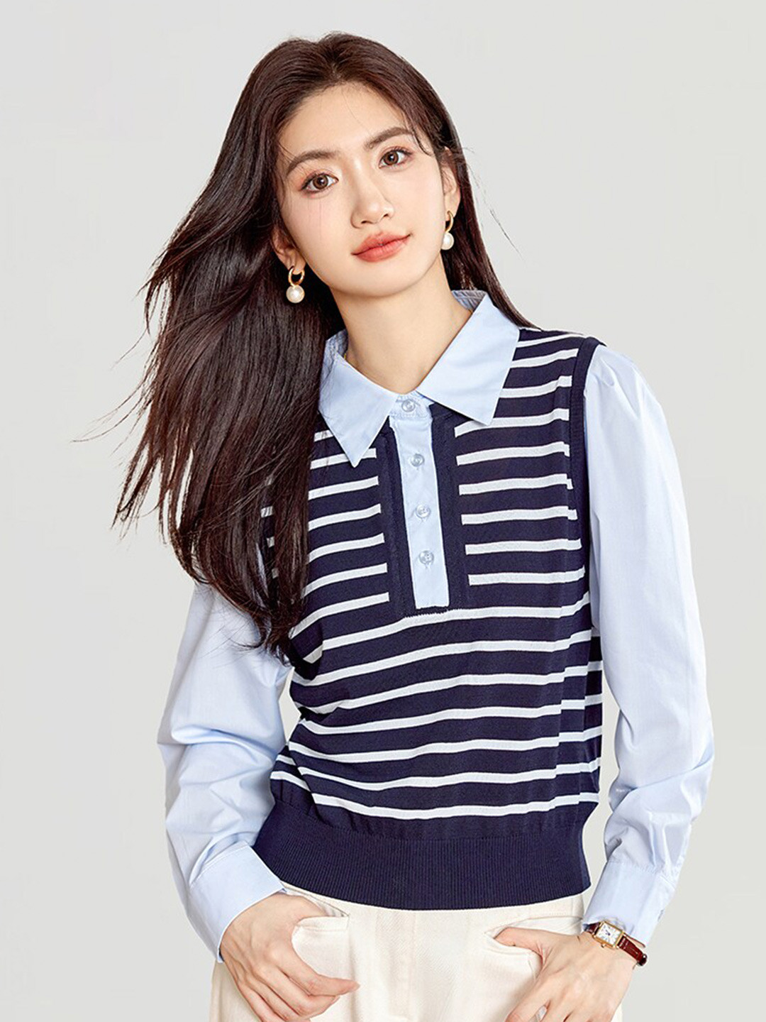 JC Collection Striped Sweater Vest