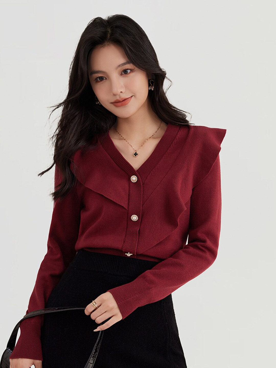 JC Collection Long Sleeves Ruffled Cardigan