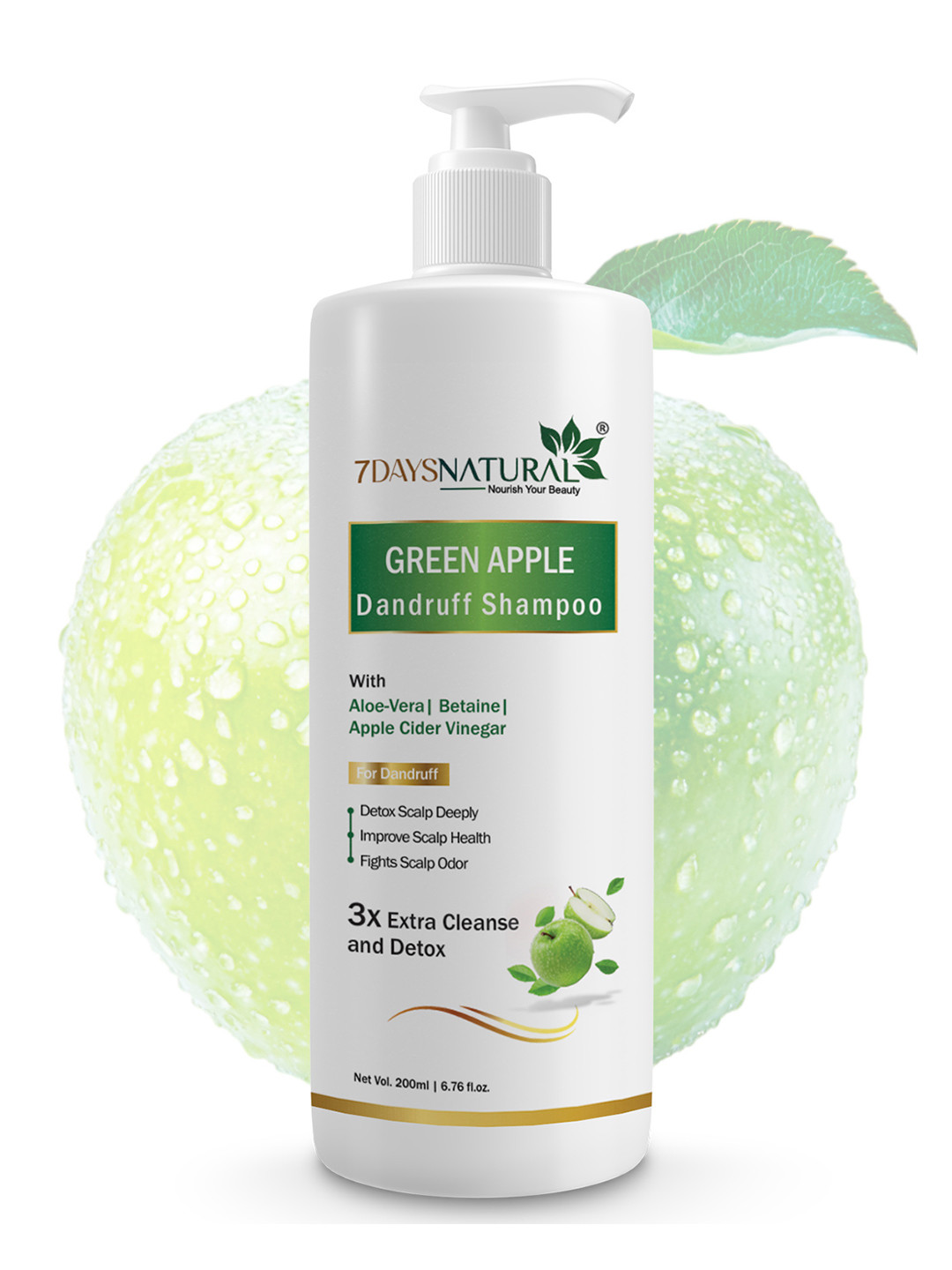 7DAYSNATURAL Natural Green Apple Shampoo For Dandruff - 200ml