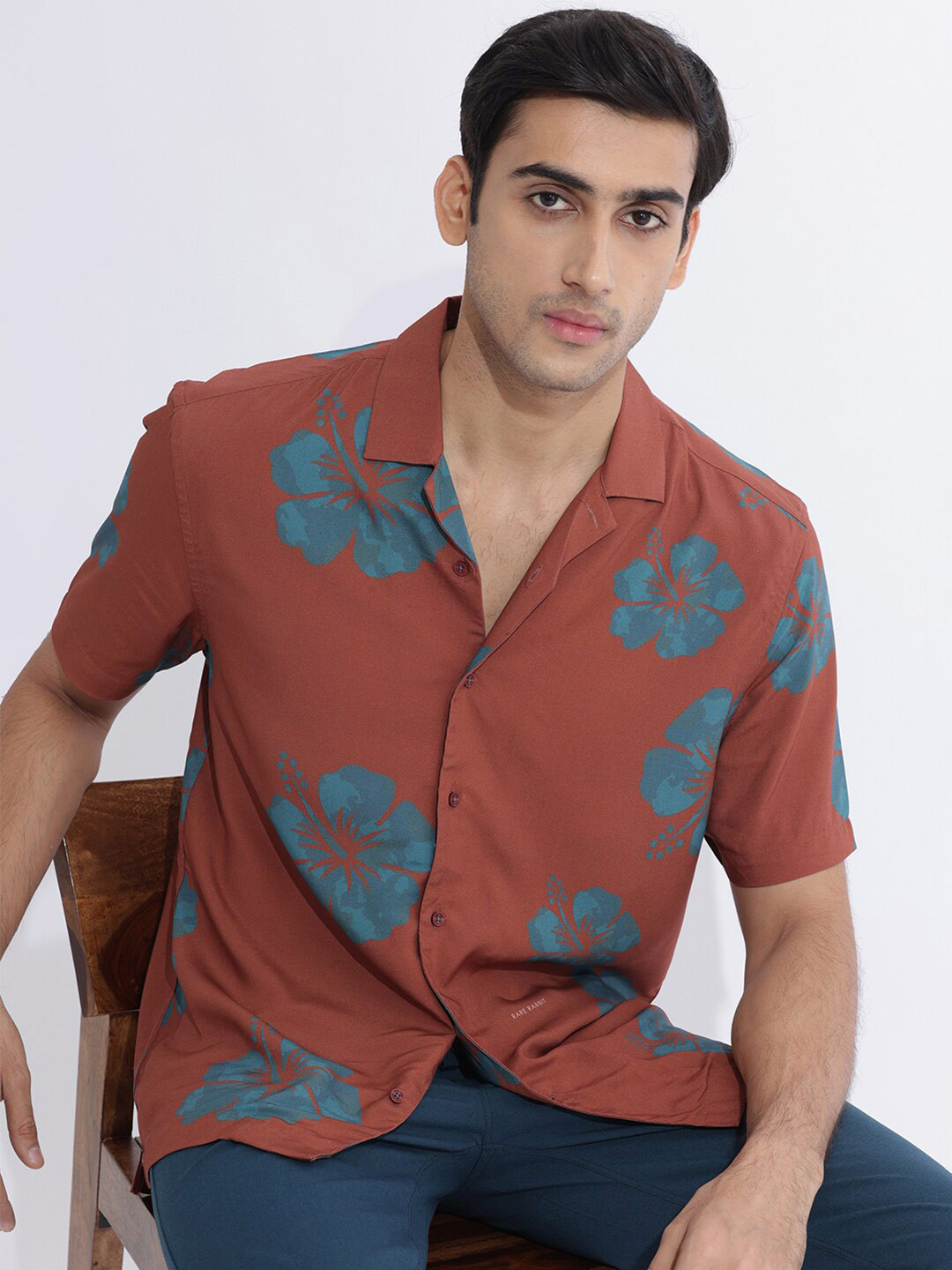 RARE RABBIT Men Bronzac Printed Slim Fit Shirt