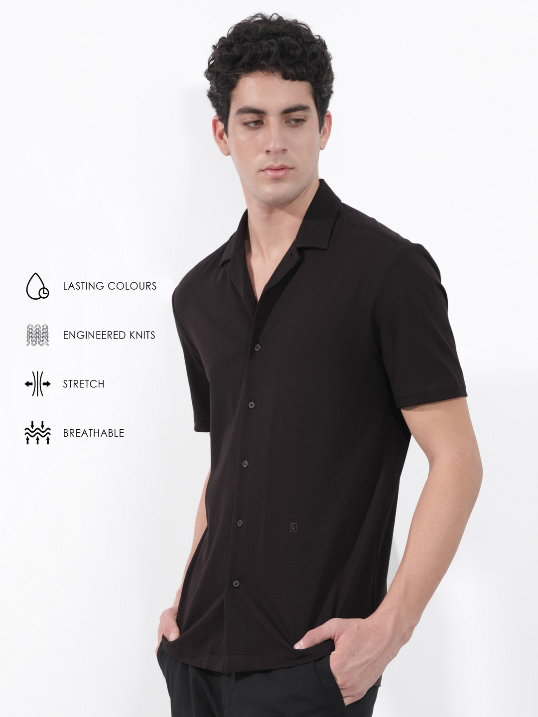 RARE RABBIT Men Nick Slim Fit Cuban Collar Cotton Shirt