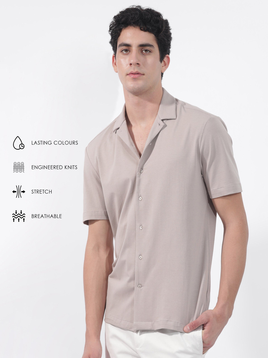 RARE RABBIT Men Nick Slim Fit Cuban Collar Cotton Shirt