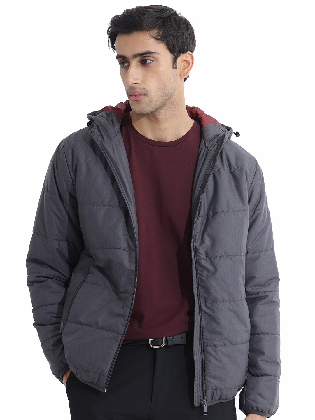 RARE RABBIT Men Vasto Puffer Typography Printed Hooded Jacket