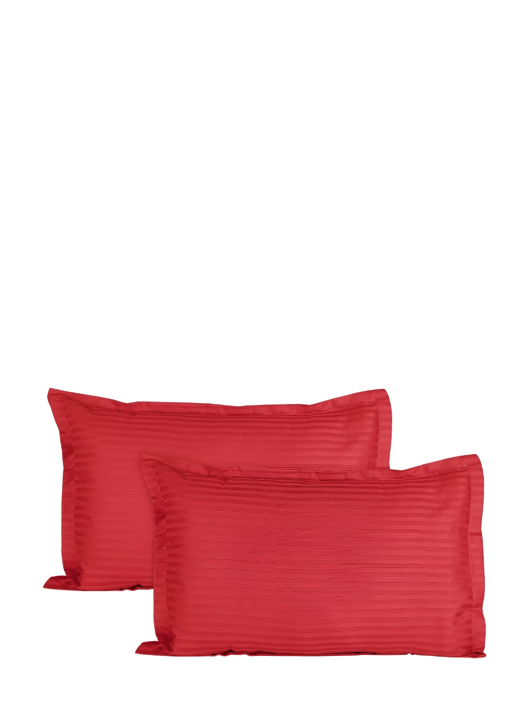 Jinaya's Red 2 Pieces Striped Pure Cotton Rectangle Pillow Covers
