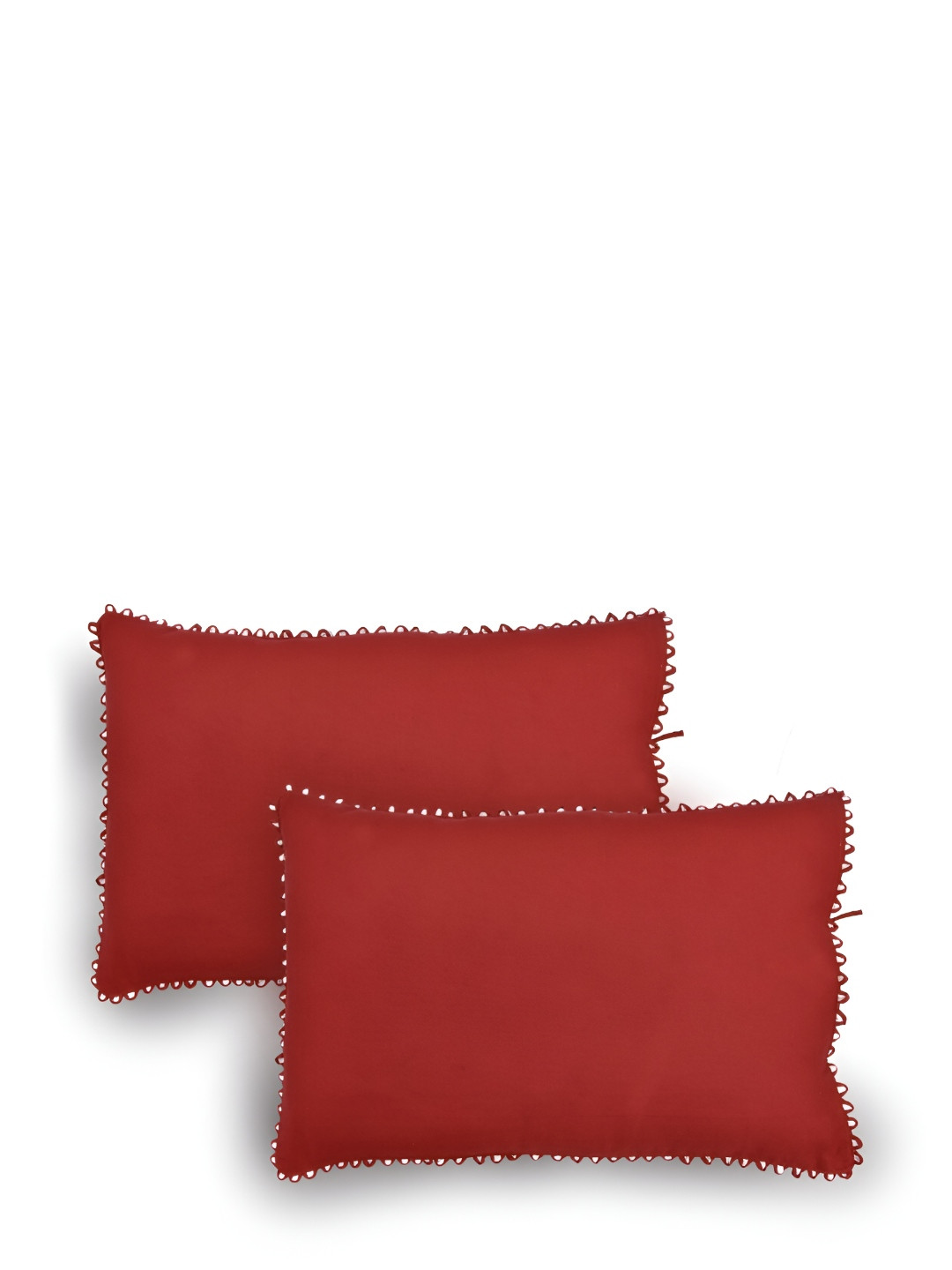 Jinaya's Maroon 2 Pieces Solid Pure Cotton Rectangle Pillow Covers