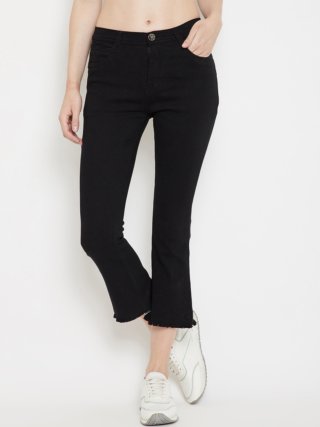 Nifty Women Bootcut High-Rise Clean Look Stretchable Cropped Jeans