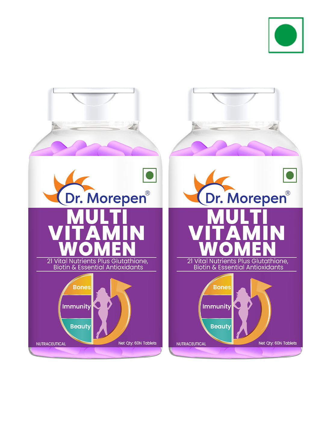 Dr. Morepen Set of 2 Multivitamin Women Tablets - 60 Tablets Each