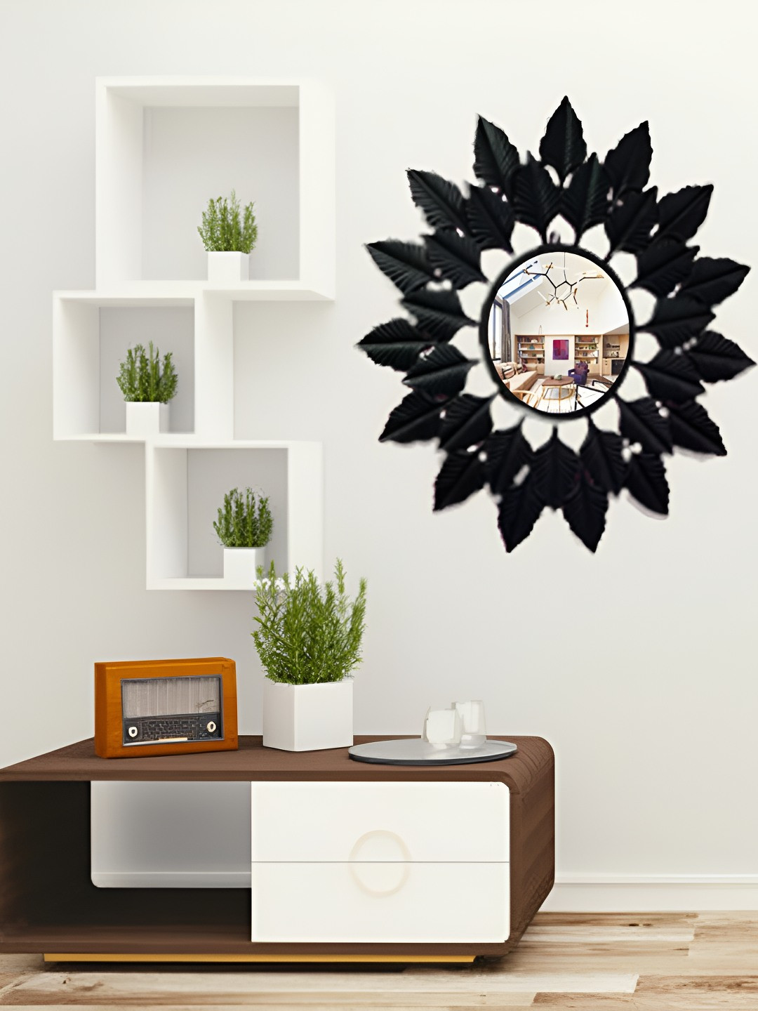 GIG Handicrafts Black Wall Mounted Hanging Mirror
