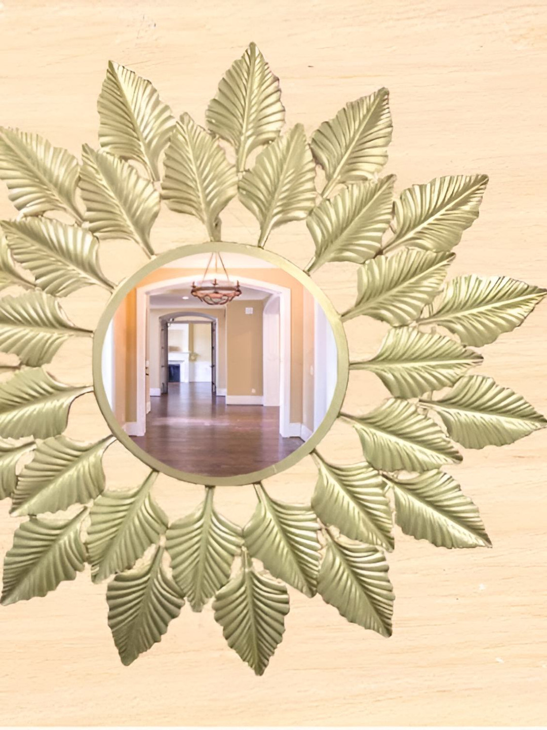 GIG Handicrafts Beige Leaf Wall Hanging Mirror