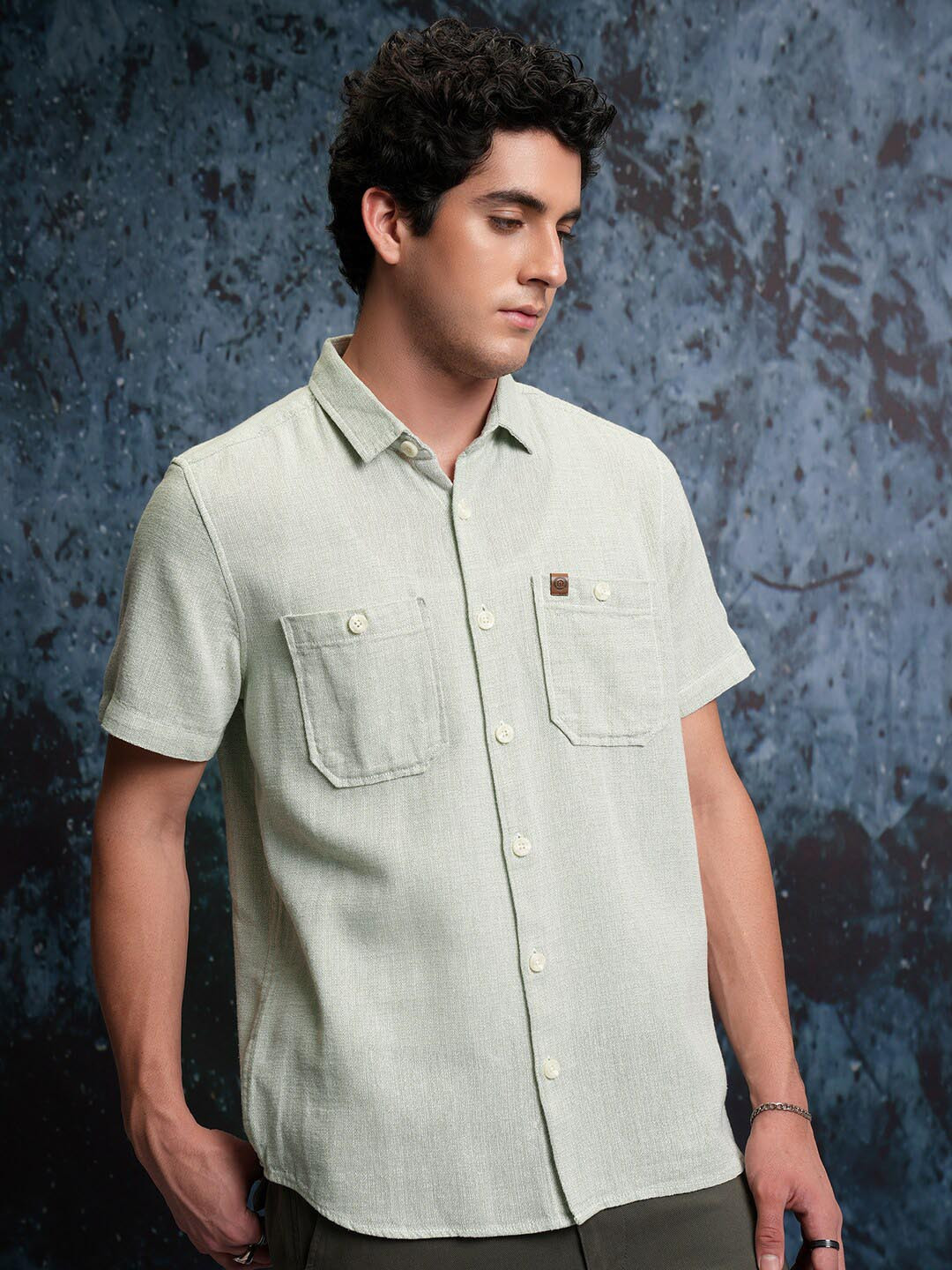 LOCOMOTIVE Premium Light Dobby Textured Utility Pocket Regular Shirt