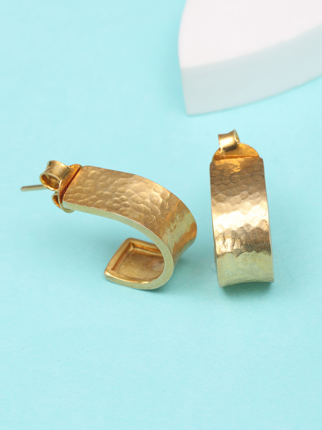 Unniyarcha Gold-Plated 92.5 Silver Half Hoop Earrings