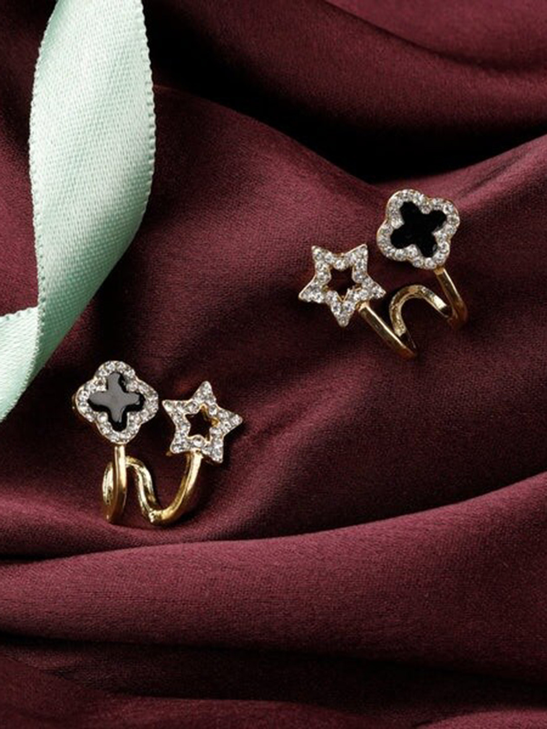 KRYSTALZ Gold-Plated Star Shaped Ear Cuff Earrings