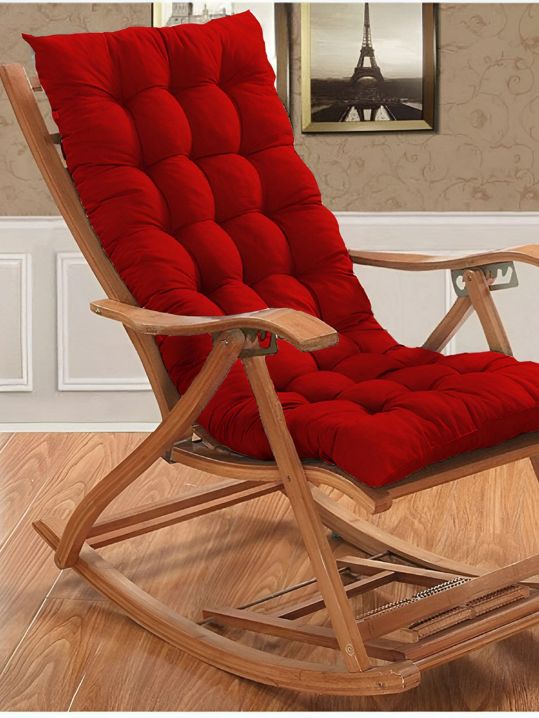 DADDY COOL Red Rectangle Cotton Filled Soft & Fluffy Chair Cushion