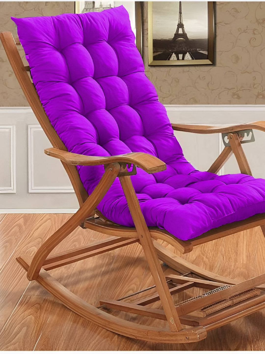 DADDY COOL Purple Rectangle Cotton Filled Rocking Chair Cushion