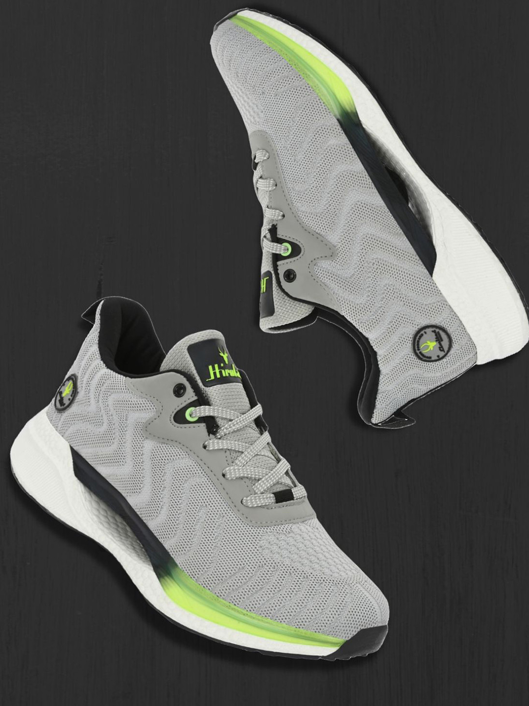 HIROLAS Men Cloudwalk Knitted Flex Mesh Running Shoes