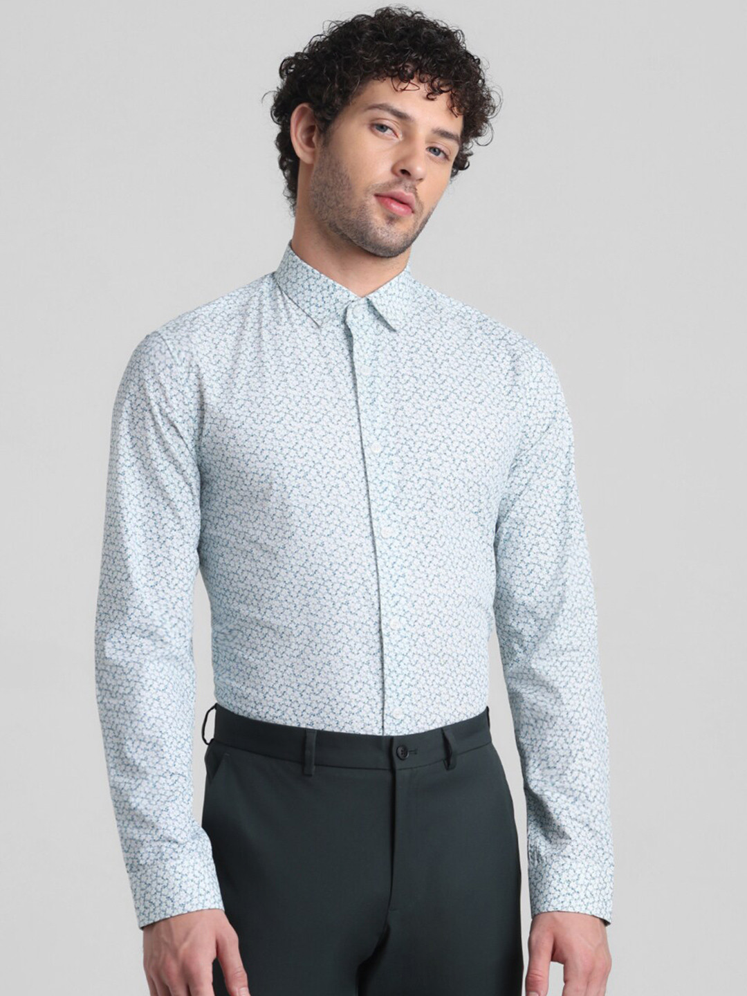Jack & Jones Slim Fit Floral Printed Pure Cotton Casual Shirt