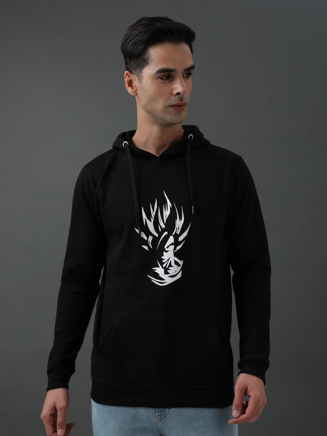 ADRO Goku Ultra Instinct Printed Hooded Long Sleeves Cotton Pullover Sweatshirt