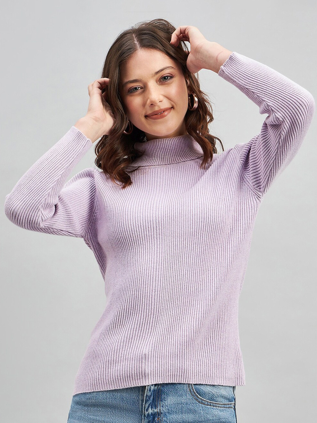 FEMEA Ribbed Turtle Neck Pure Cotton Pullover