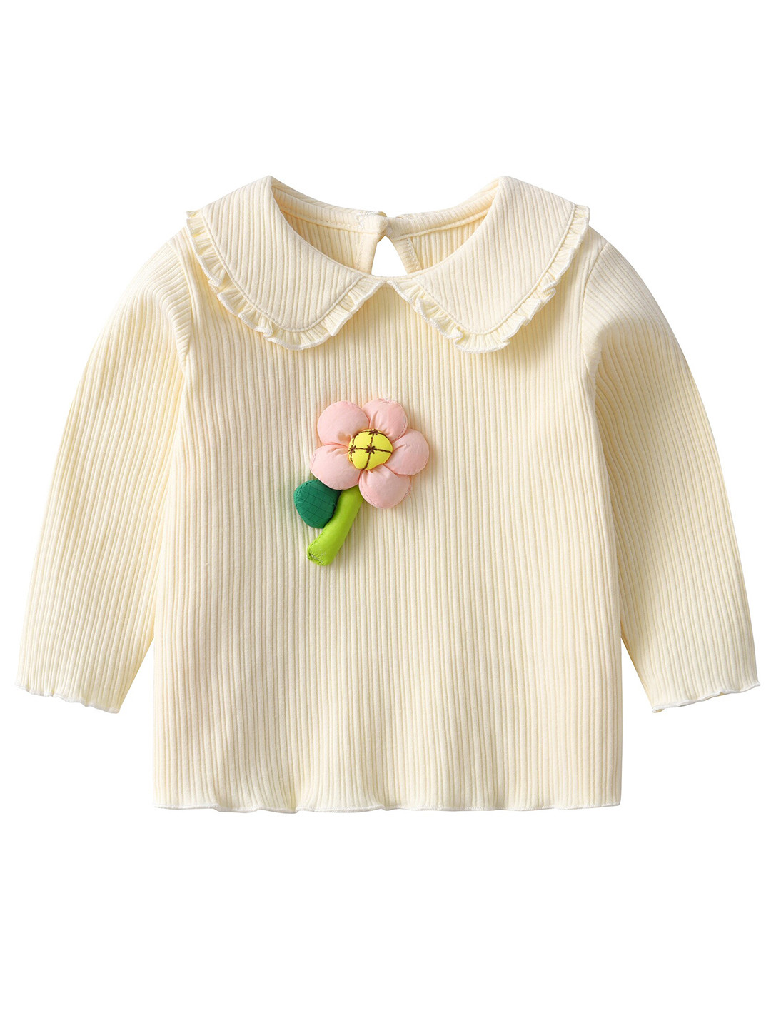 StyleCast Girls Beige Floral Peter Pan Collar Cotton Top