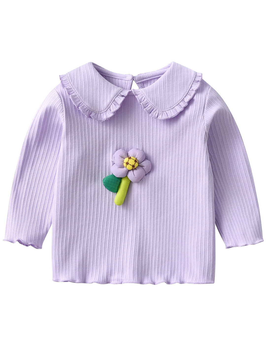StyleCast Purple Girls Striped Peter Pan Collar Applique Cotton Top
