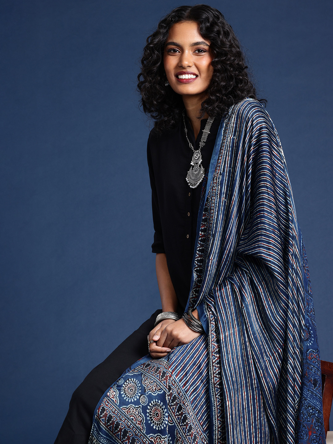 Taavi Ajrakh Block Printed Dupatta