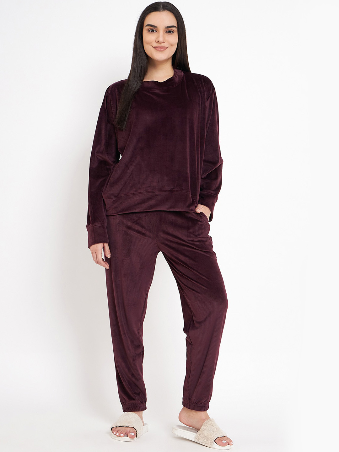 Camey Self Design Pullover With Jogger Night suit