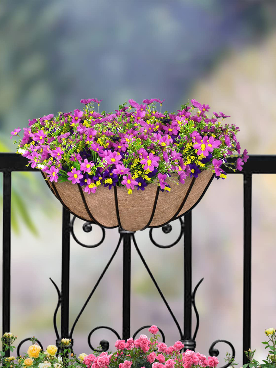 Garden Deco Black & Beige 6 Pieces Wall Manger Planter