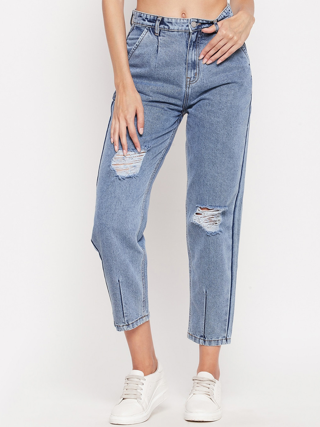 Madame Women Mildly Distressed Light Fade Cotton Jeans