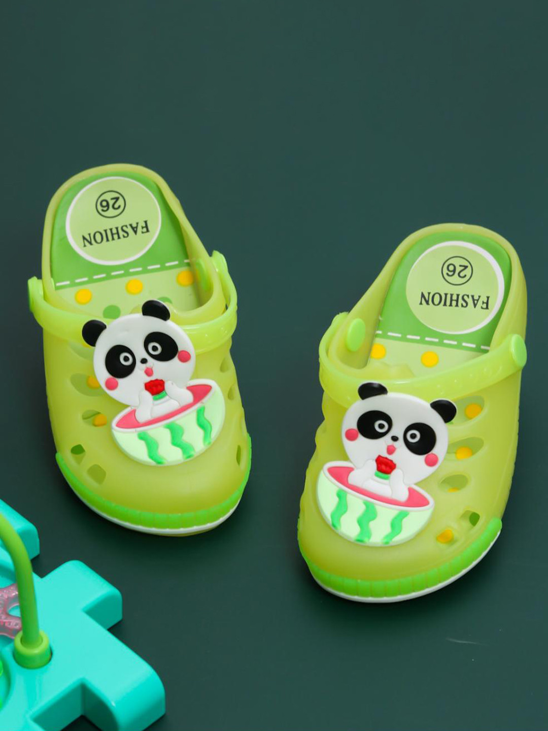 Yellow Bee Boys Panda In Watermelon Design LED Clogs