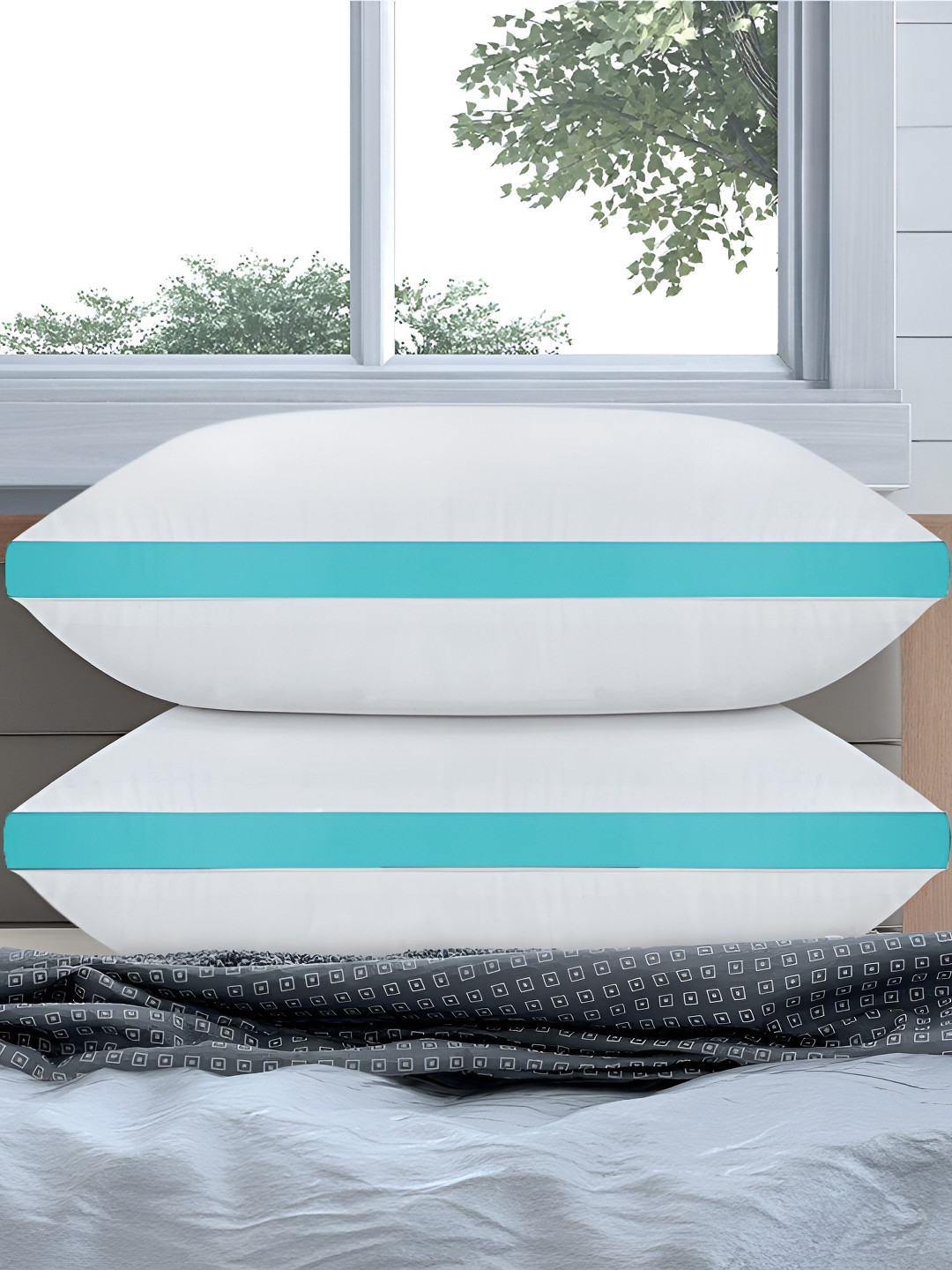 DADDY COOL White Solid Polyester Breathable Set of 2 Medium Fibre Sleep Pillow-40.64 x 60.96 x 12.7 cm