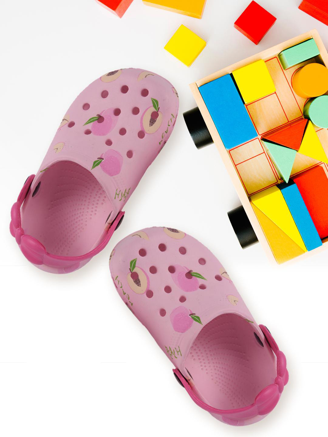 Yellow Bee Girls Apricot Printed Clogs