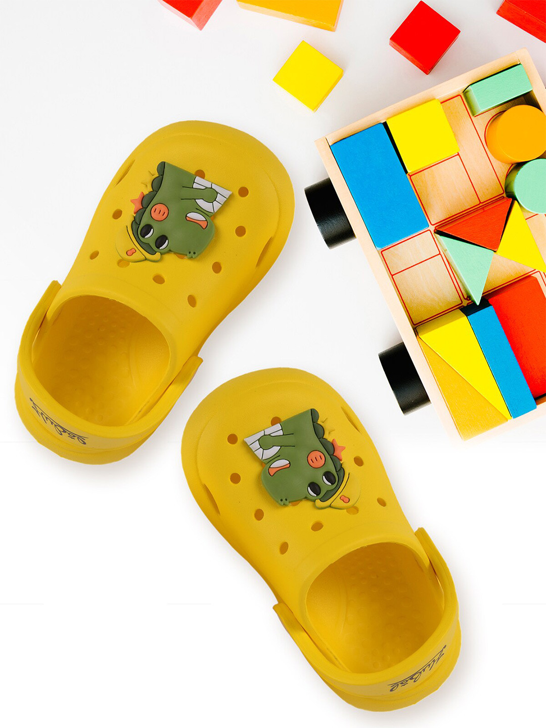 Yellow Bee Girls Parrot Patch Applique Rubber Clogs
