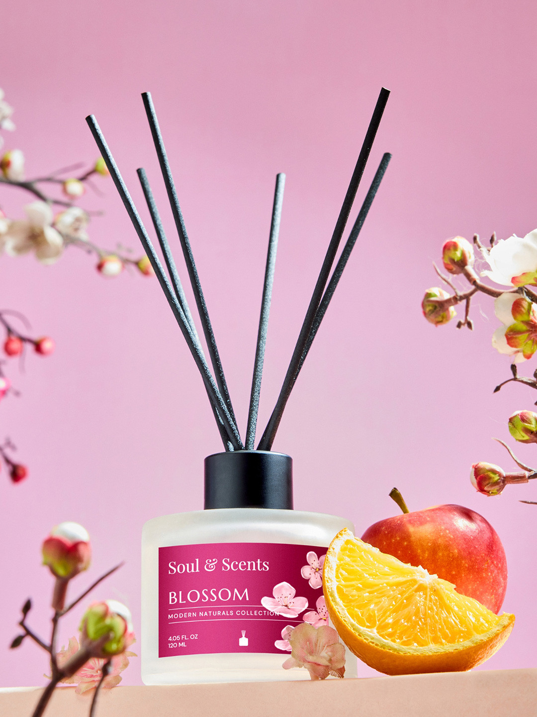 SOUL & SCENTS Blossom Fragrance Reed Diffuser With 6 Pieces Reed Sticks 120 ml