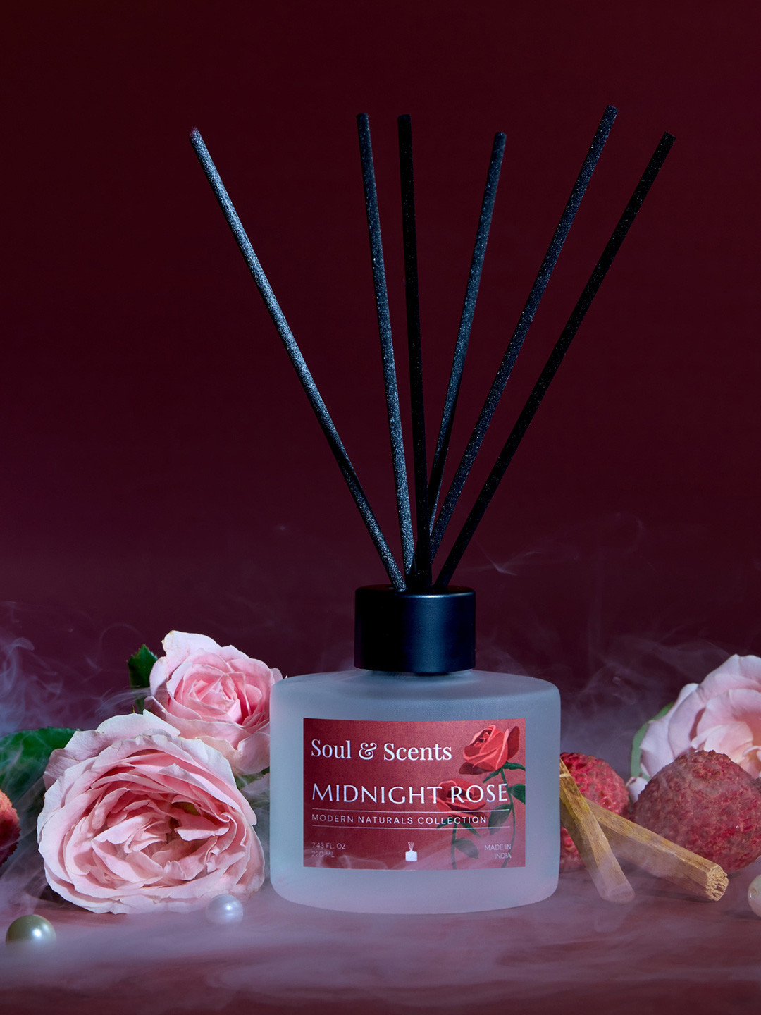 SOUL & SCENTS Midnight Rose Fragrance Reed Diffuser With 6 Pieces Reed Sticks 120 ml