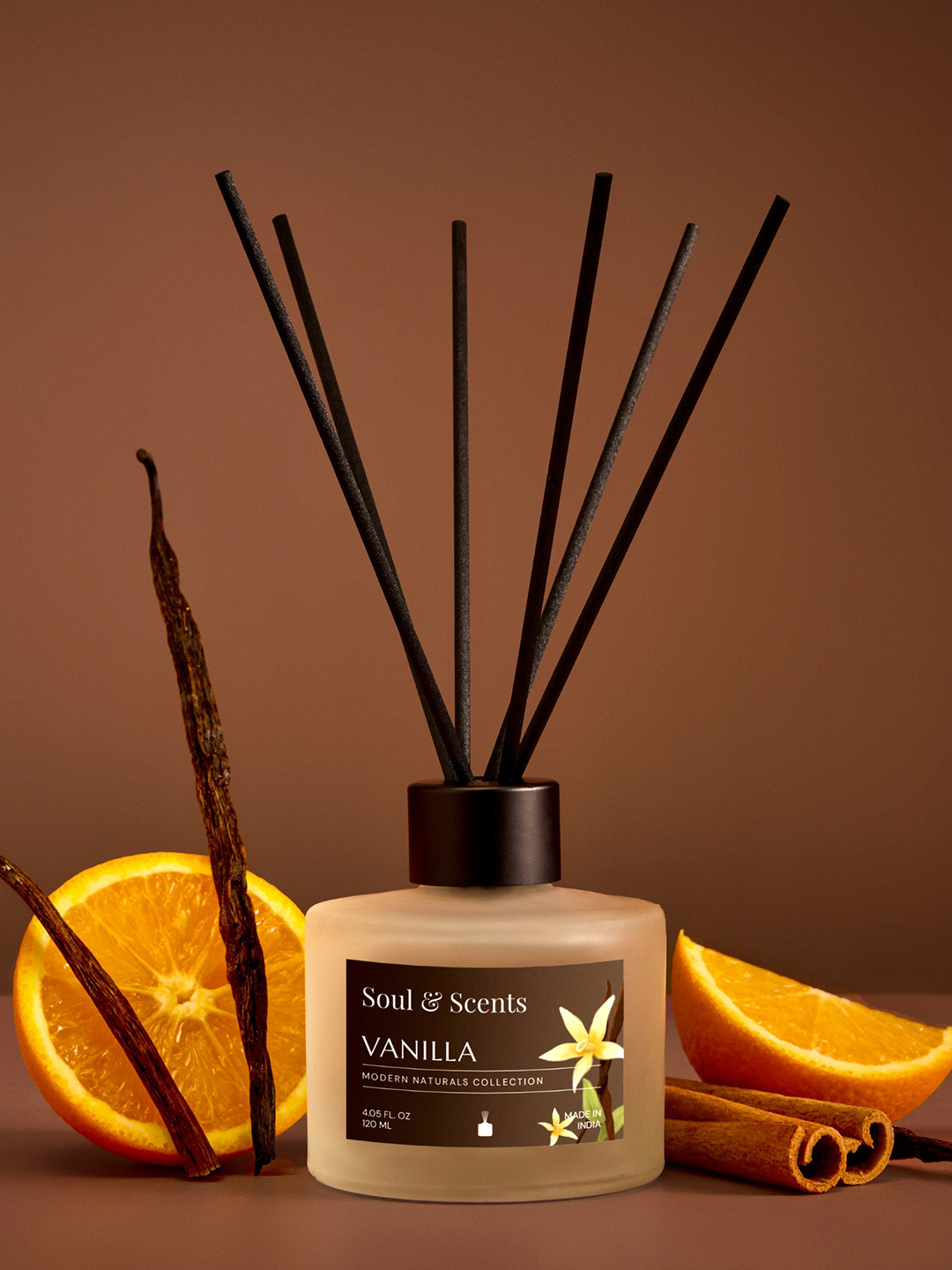 SOUL & SCENTS Vanilla Fragrance Reed Diffuser With 6 Pieces Reed Sticks 120 ml