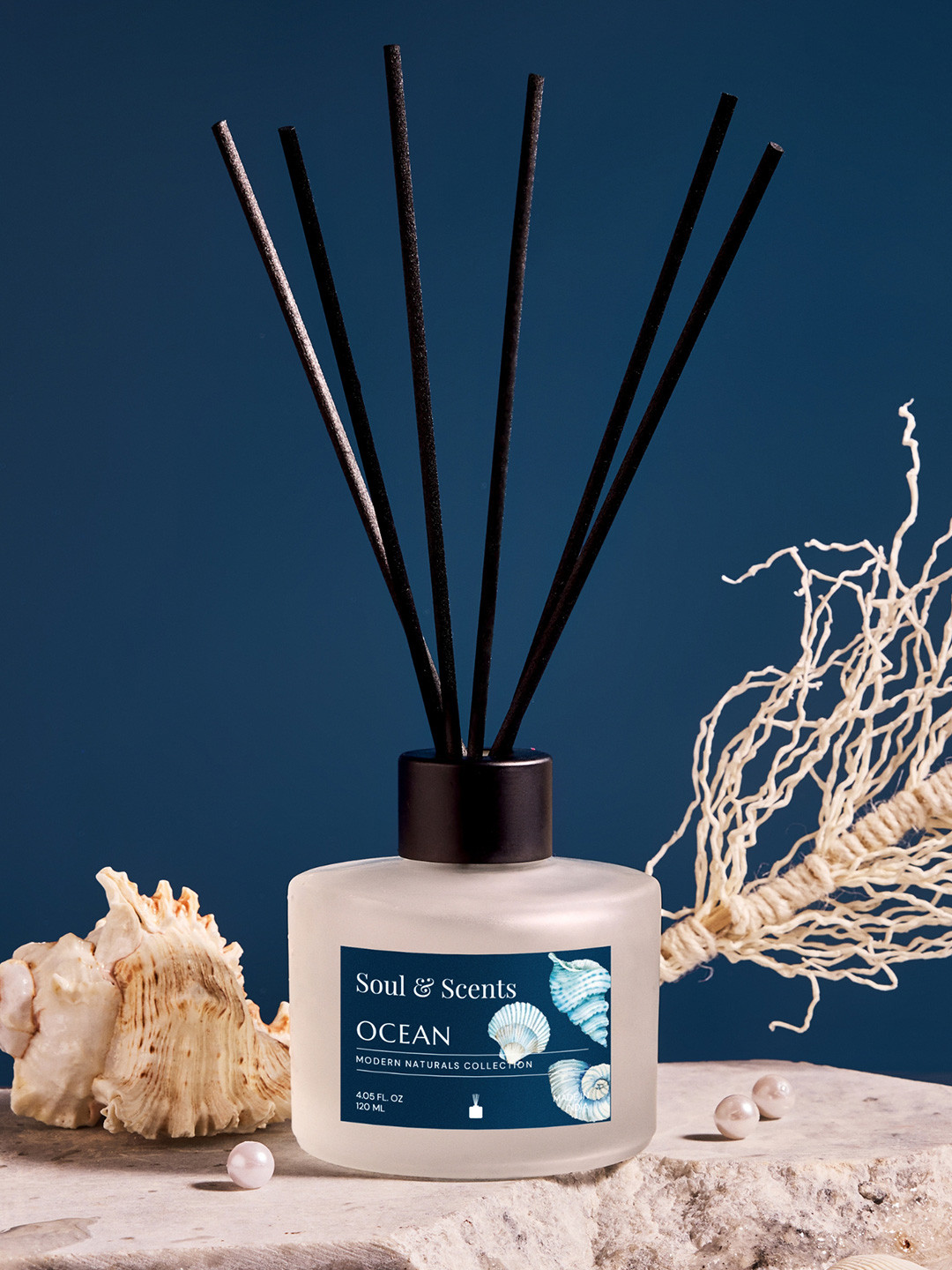 SOUL & SCENTS Ocean Fragrance Reed Diffuser With 6 Pieces Reed Sticks 120 ml