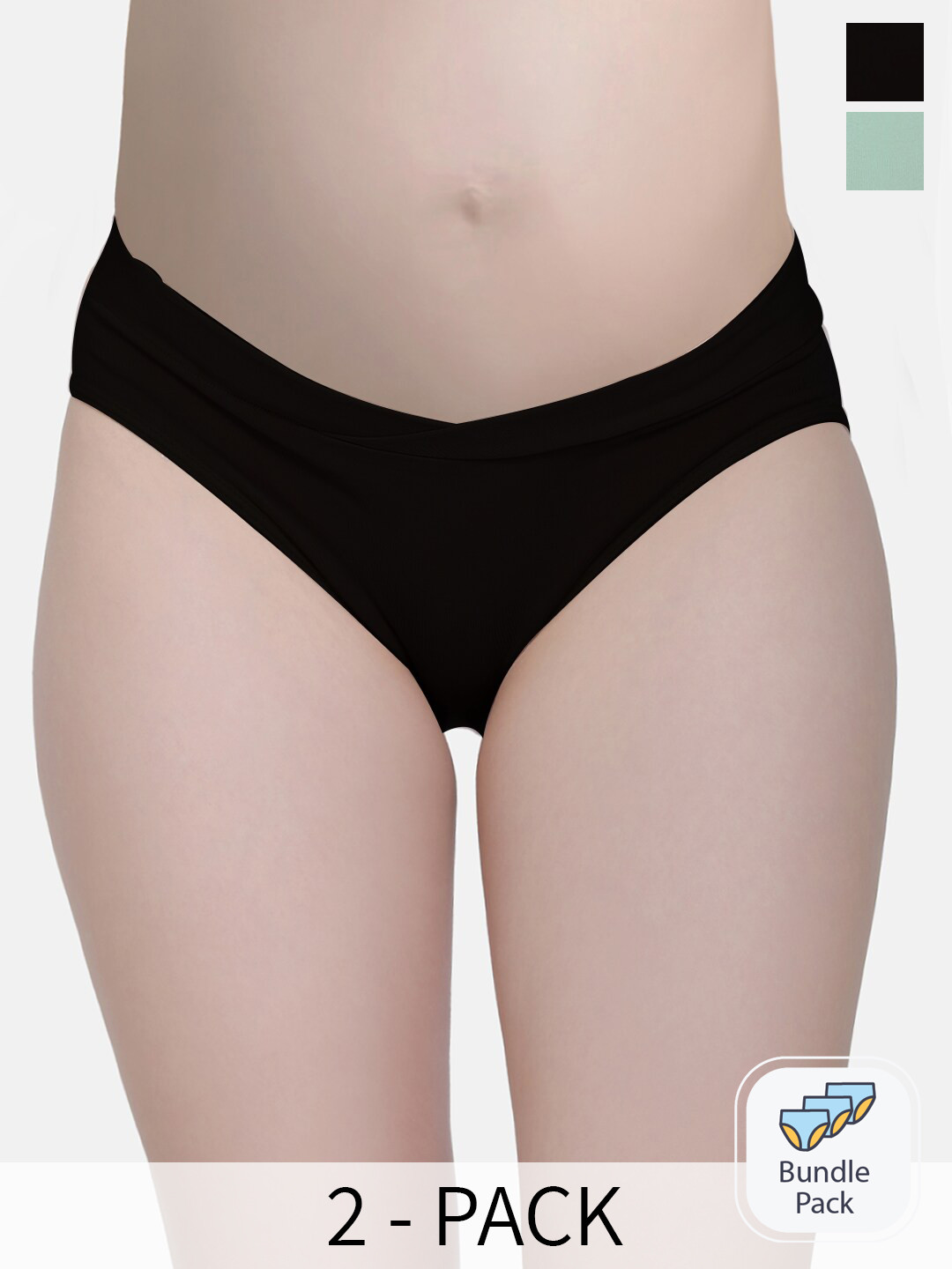 Curvy Love Pack Of 2 Anti Microbial Low Rise Organic Cotton Basic Briefs