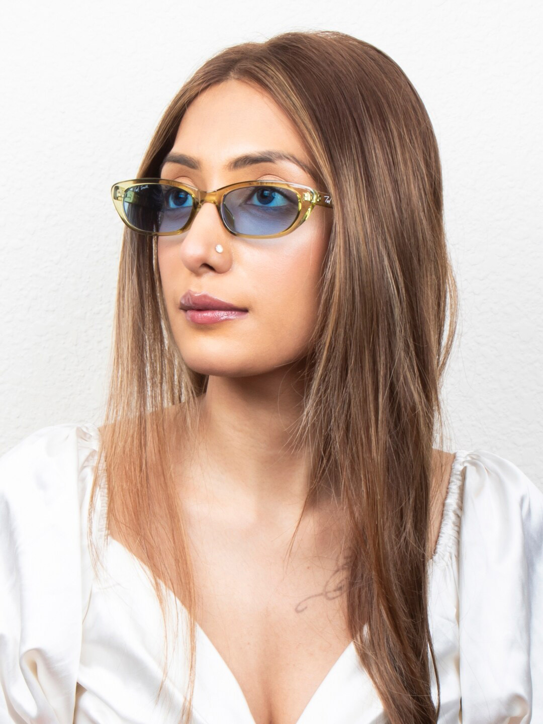 Ted Smith Green-Blue Aesthetic Cat-Eye Sunglasses Women With UV Protected Lens