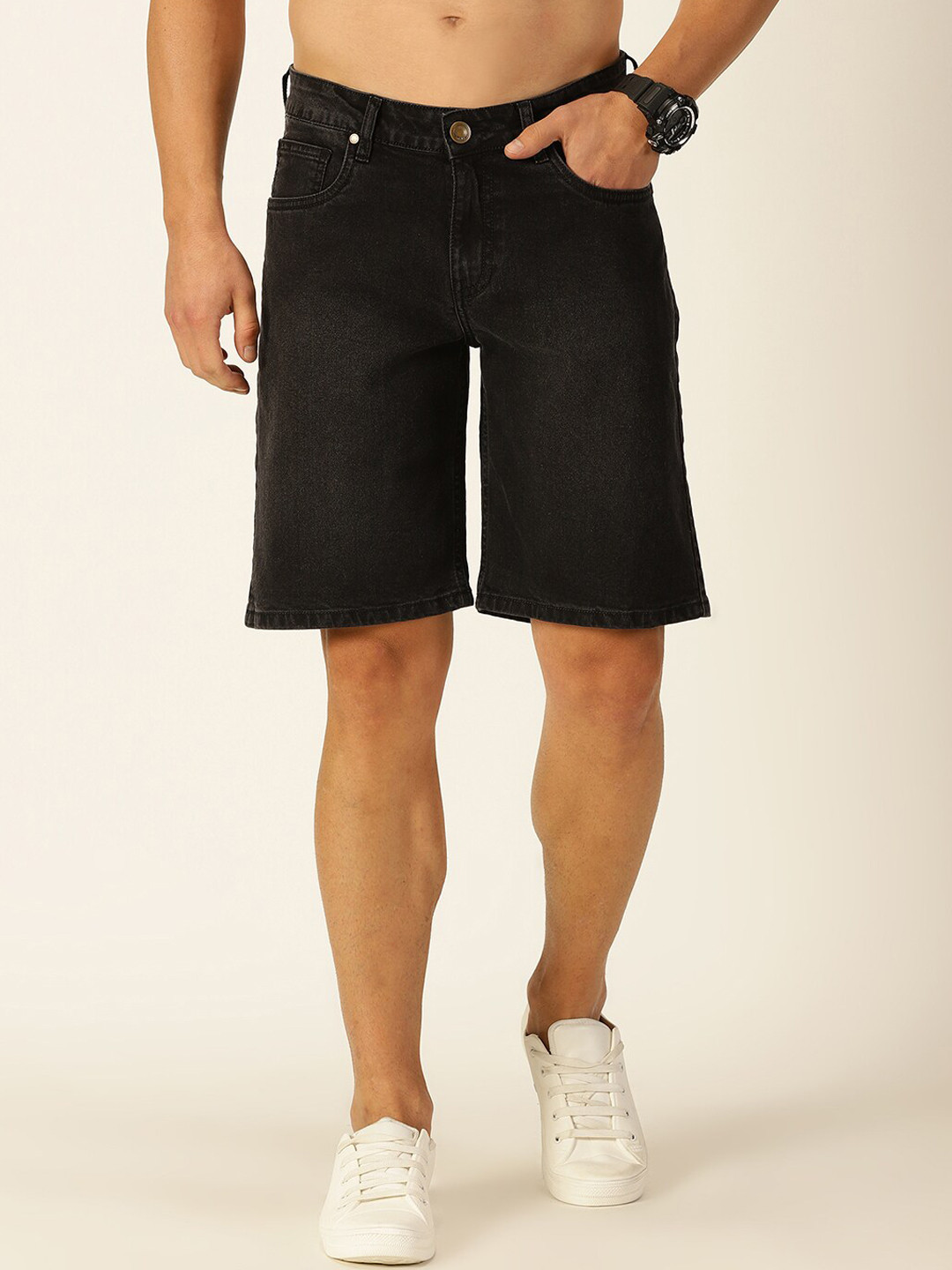 Mast & Harbour Men Washed Slim Fit Denim Shorts