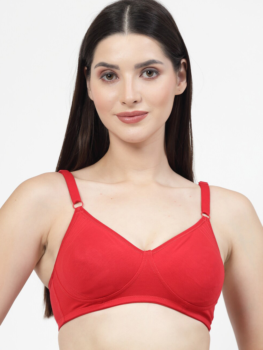 DressBerry Full Coverage Non-Padded T-Shirt Bra With Side Shaper N-OP-9900-RED-Red