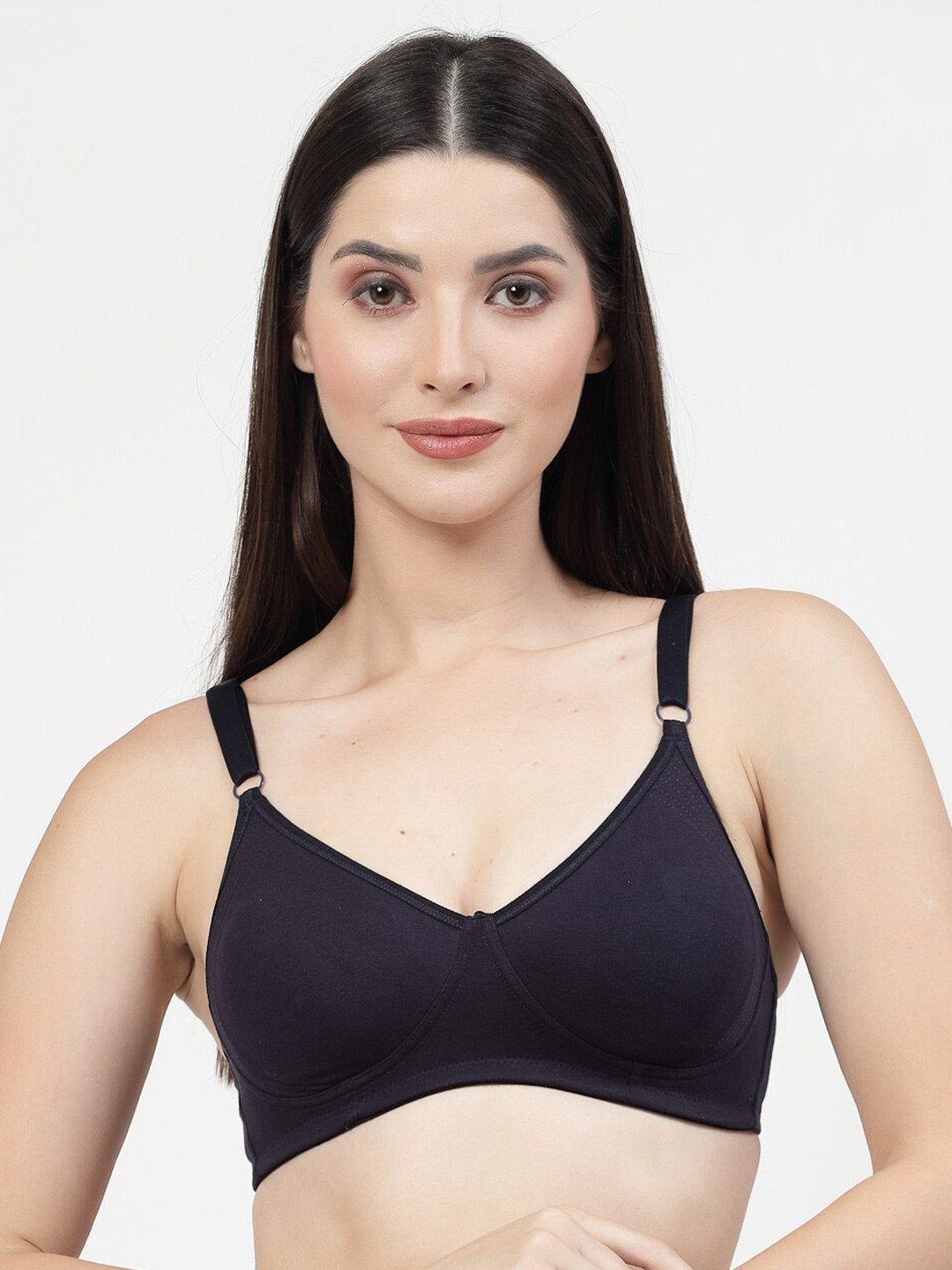 DressBerry Navy Blue Full Coverage Non-Padded T-Shirt Bra With Side Shaper