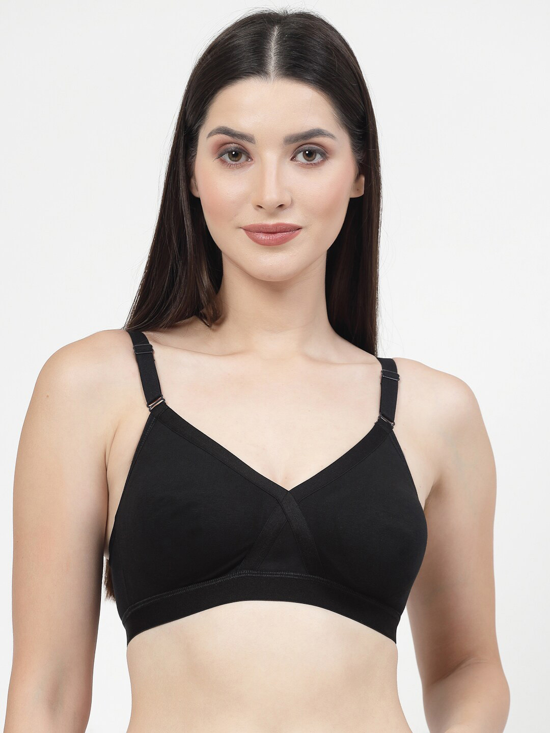 DressBerry Black Full Coverage Non Padded Minimizer Bra With Side Shaper