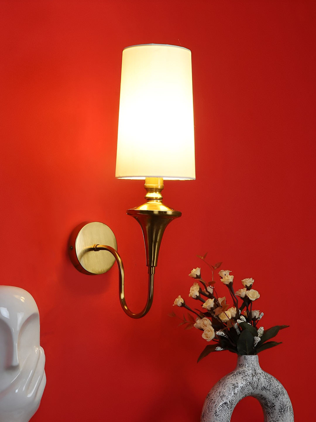 ELIANTE Gold-Toned Iron Contemporary Cylinder Shaped Wall Lamp